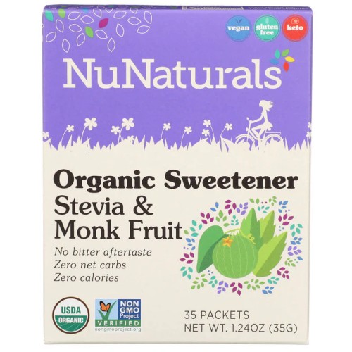 NuNaturals, Organic Sweetener, Stevia and Monk Fruit, 35 Packets, 35 g