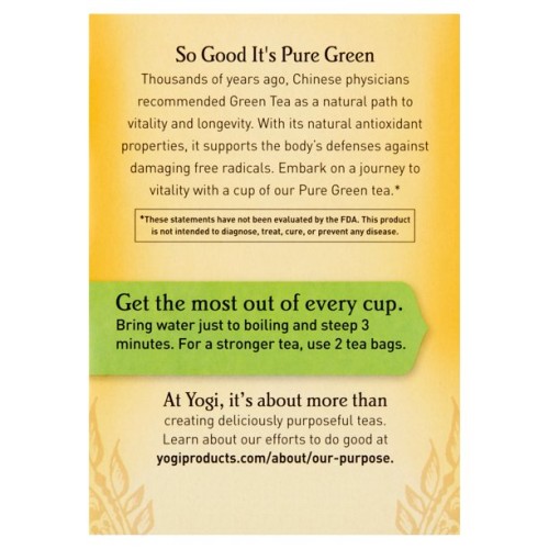 Yogi, Green pure tea, 16 bags