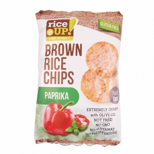 Riceup, Brown rice chips, Paprika, 60g