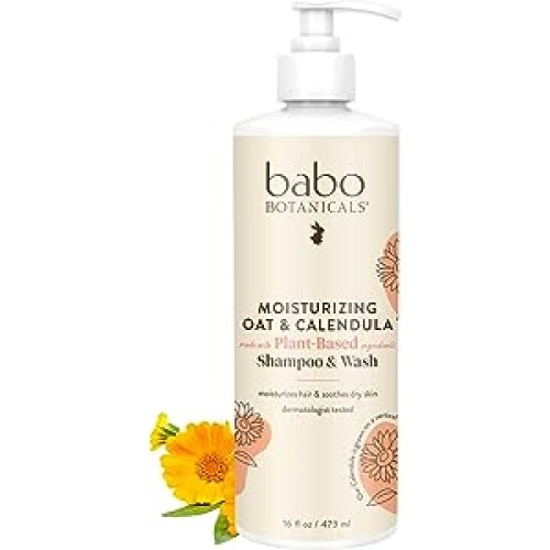 Babo Botanicals, Moisturizing Baby Shampoo & Wash, Oatmilk Calendula, 473 ml