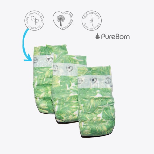 Pureborn, Organic bamboo diapers, New Born, 68pcs