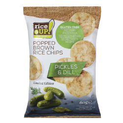 Riceup,Popped Whole Grain Brown Rice Chips with Pickles & Dill, 60g