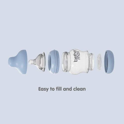 Brother Max Extra Wide Feeding Bottle Set Of 2 Bottles in The Box Blue Top