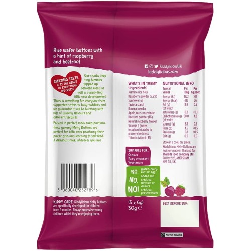 Kiddylicious , Buttons Raspberry & Beetroot , 30g