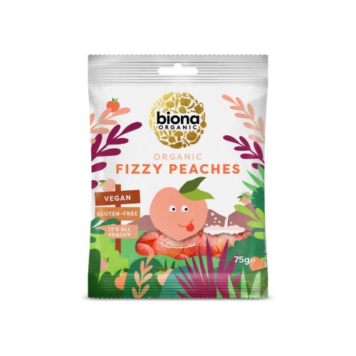 Biona, Fizzy Peaches Organic, 75g