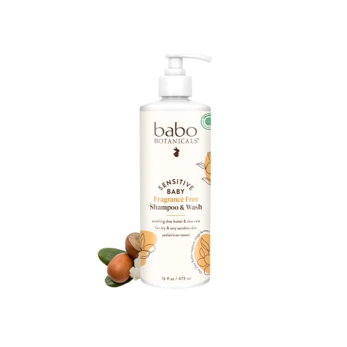 Babo Botanicals, Sensitive Baby, Shampoo & Wash, Fragrance Free, (473 ml)