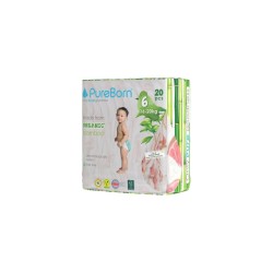 Pureborn, Organic Bamboo Diapers, NO 6, 20 Pcs