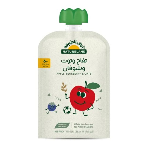 Natureland, Apple Blueberry Puree with Oats, 6months, 100g