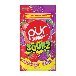 PUR, Jumbo Gum Sourz Strawberry, Grape, 81g